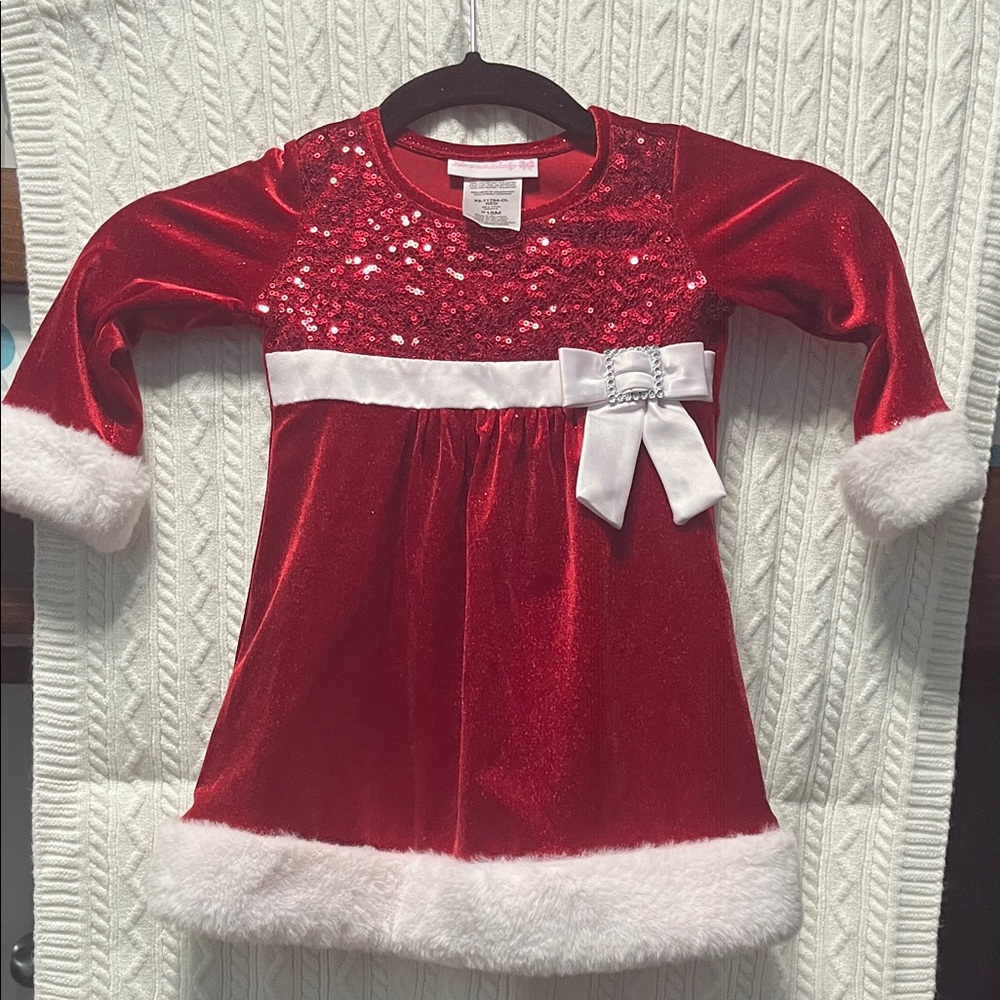 Bonnie Baby Sparkling Red Dress with White Details